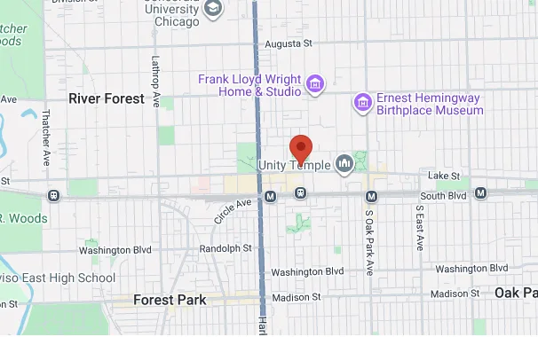 Map showing Pro Scan Biometrics at 1010 Lake Street, Suite 200, Oak Park, Illinois 60301